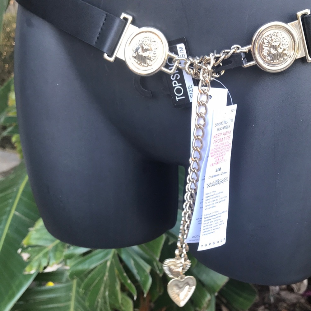 Top shop coins and heart body chain belt